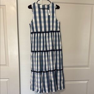 NWT Madewell Blue and White Checkered Maxi Dress